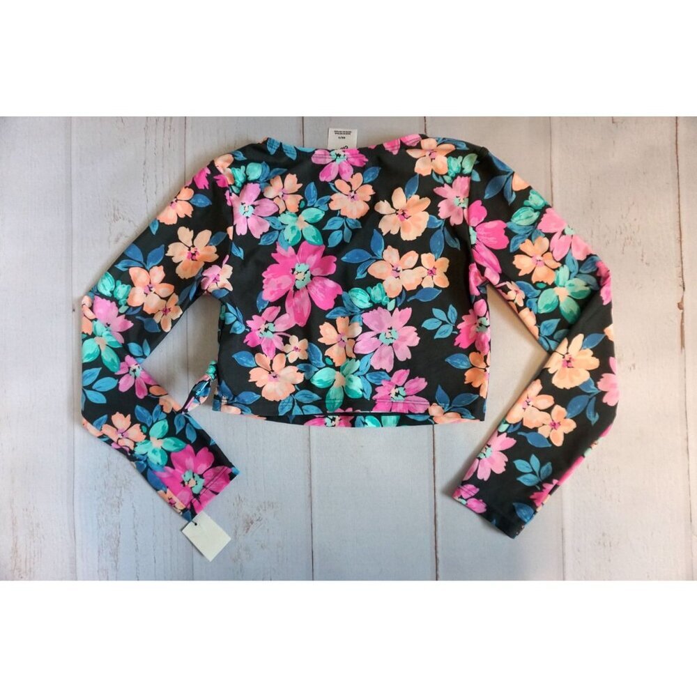 Art Class Girls Blooms Floral Side Tie LS Swimsuit Rash Guard Top - Size S, NWT - Picture 5 of 5